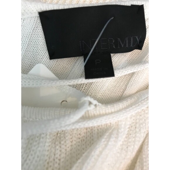 Intermix Petite XS 'Mika' Ivory White Lace-Up Knit Top Viscose Long Sleeves - Picture 6 of 6